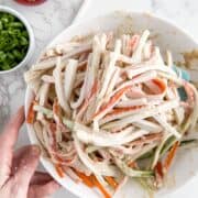 kani salad in a bowl.