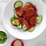 gochugaru on cucumbers.