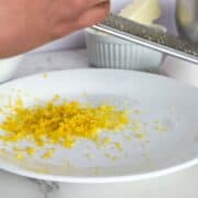 lemon zest on a plate.