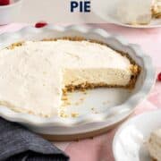 Cream cheese pie in a pie pan.
