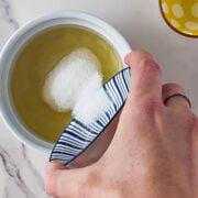 Mixing the sauce for the rice.