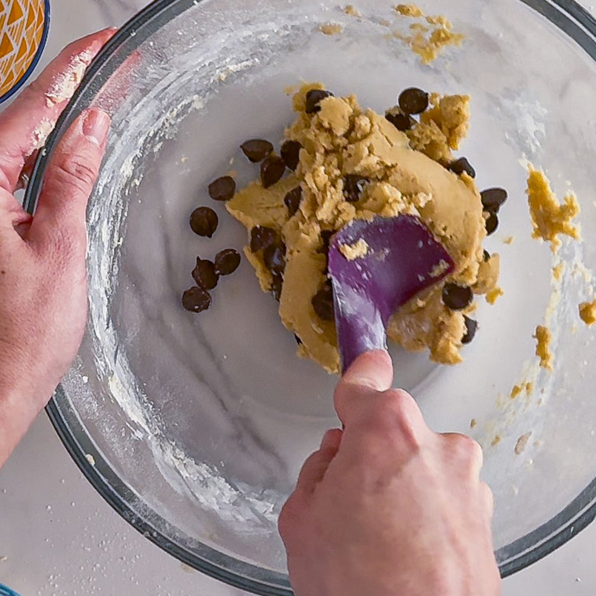 Mixing the dough.