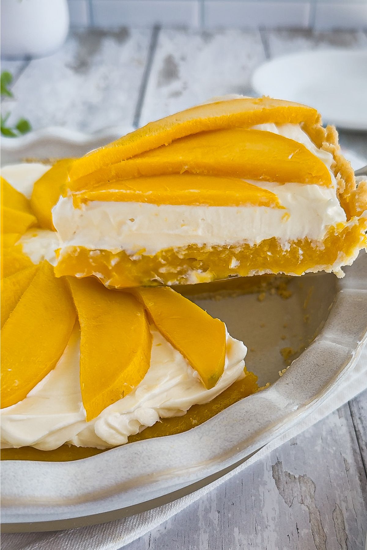 Slice of mango pie.