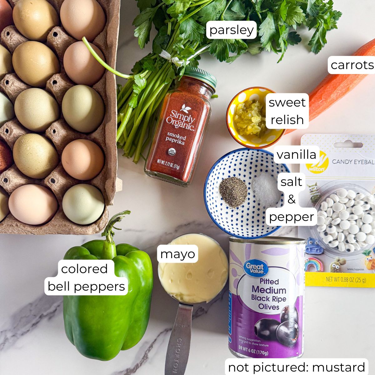 Ingredients for Thanksgiving deviled eggs. 