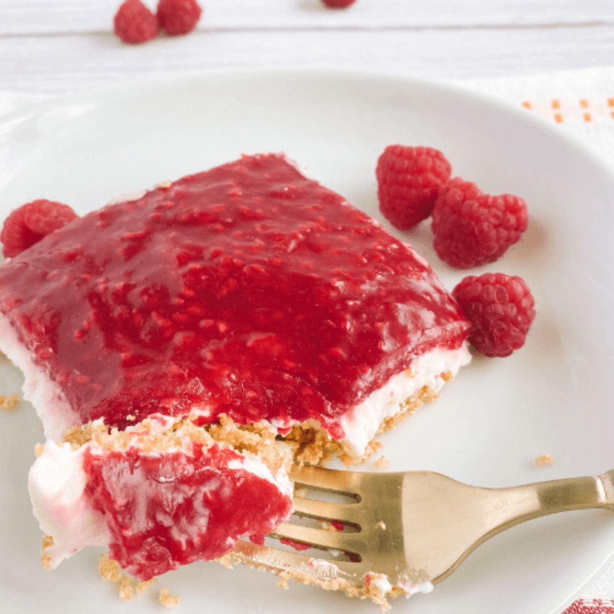 A forkful of dream whip cheesecake.