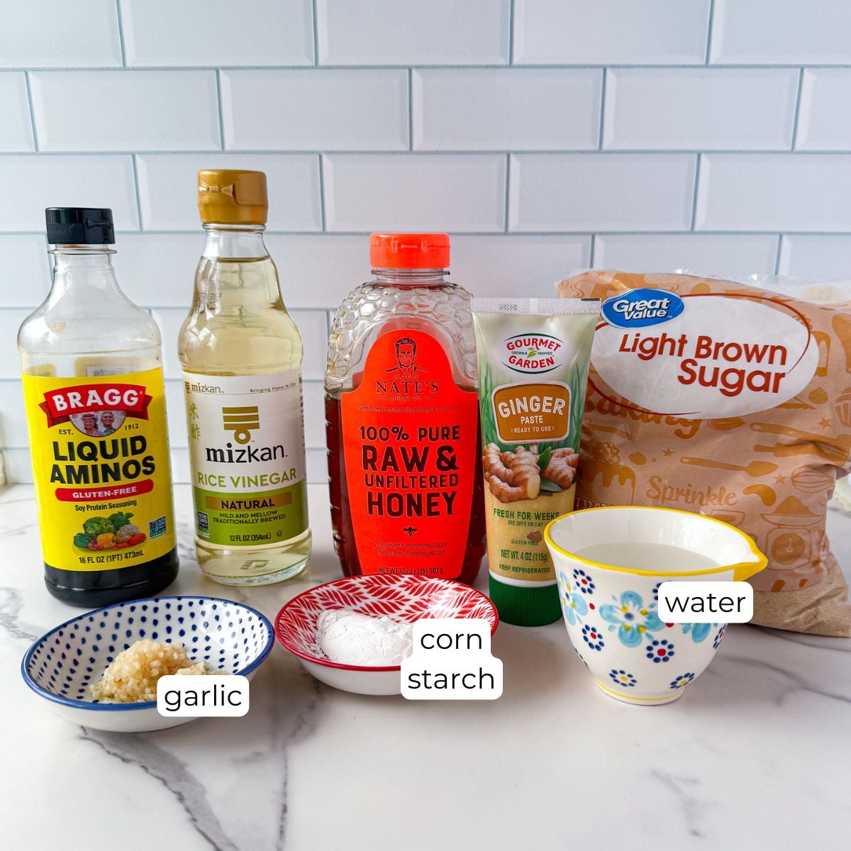 Ingredients for teriyaki sauce.