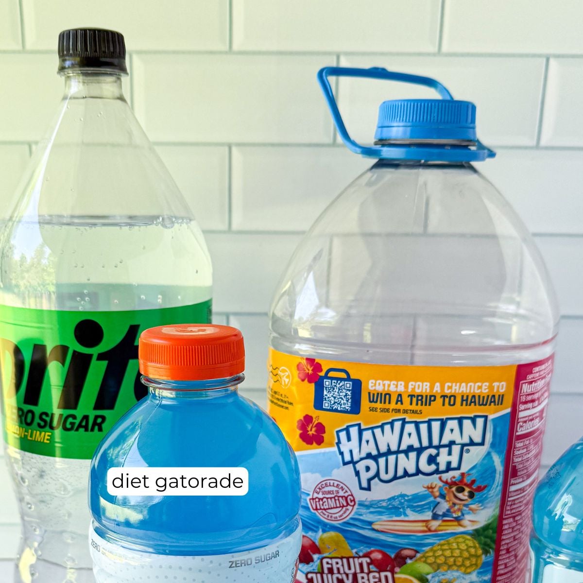 Red, white and blue, punch ingredients.