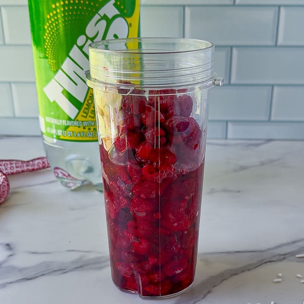 Blend the raspberries.