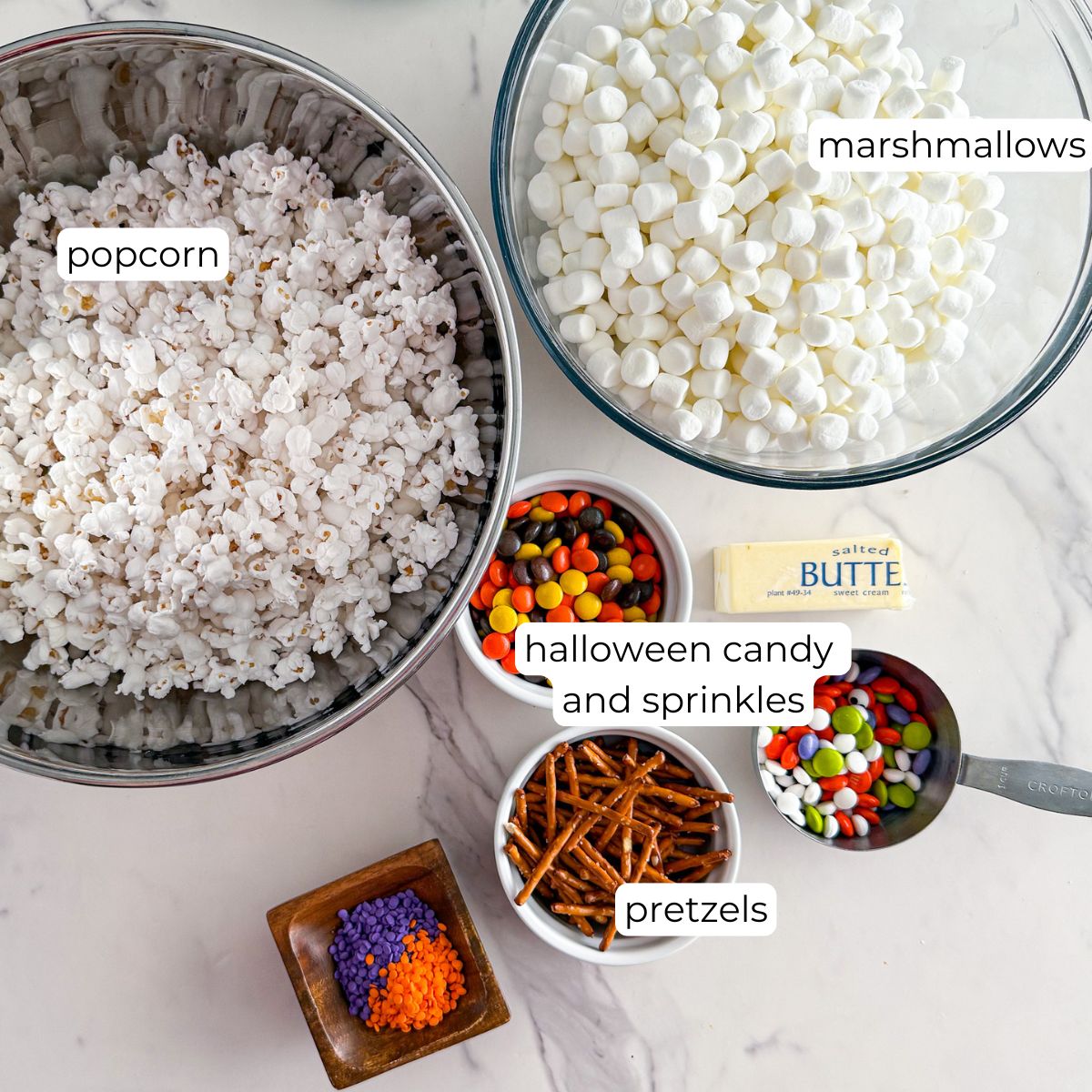 Ingredients for popcorn ball.