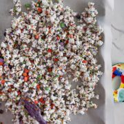 Mixing the halloween popcorn.