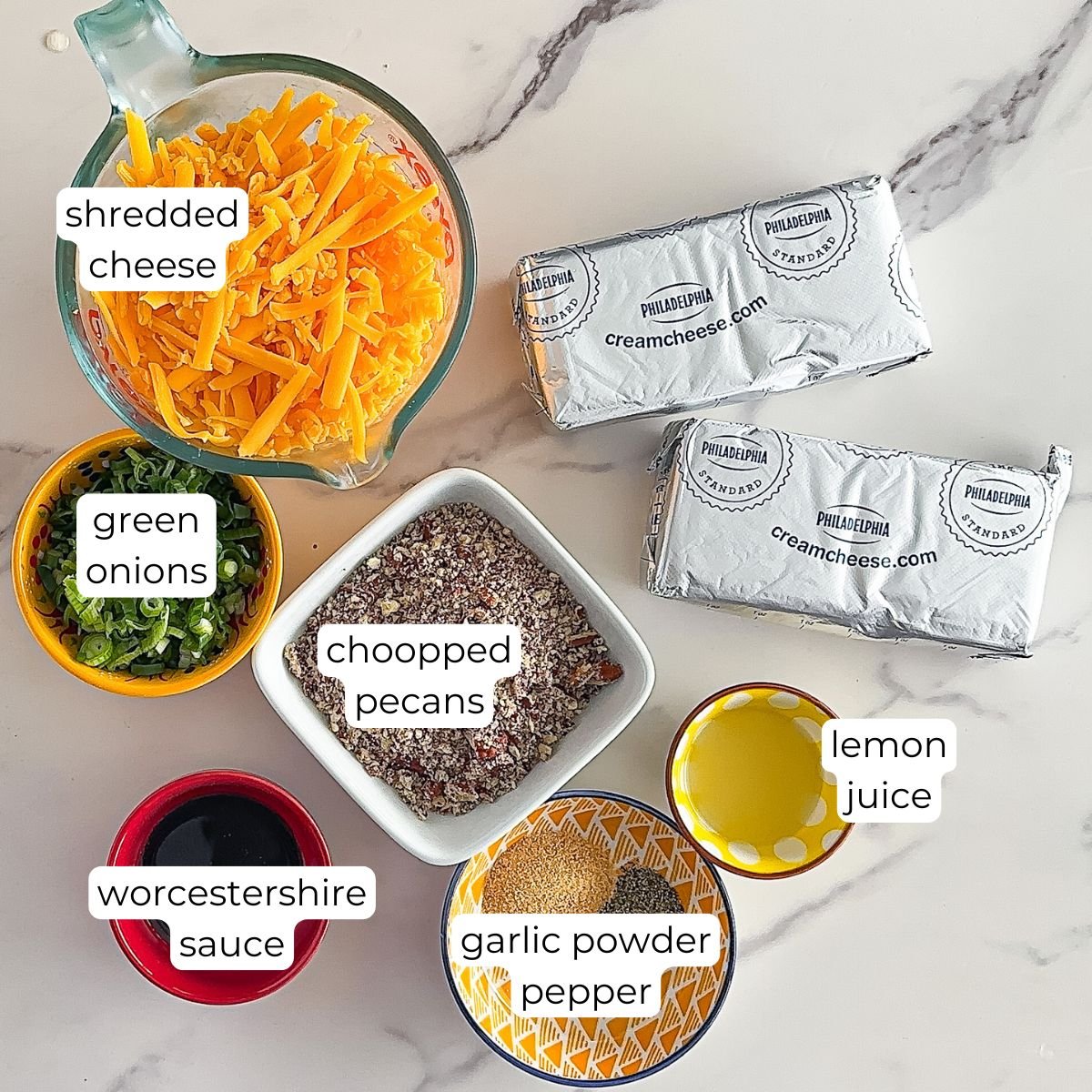 Ingredients for cheese ball.