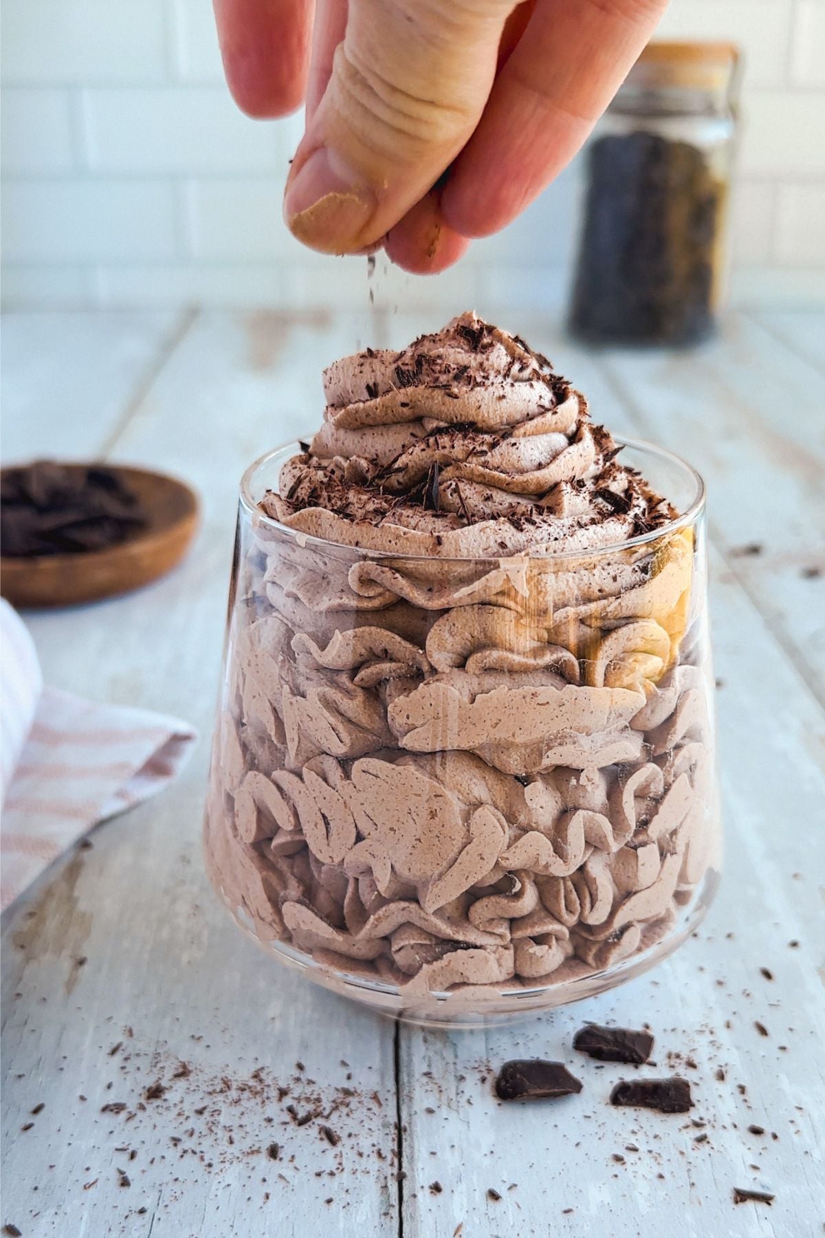 Chocolate whipped cream in a jar.