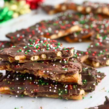 Christmas Crack Made with Pretzels.