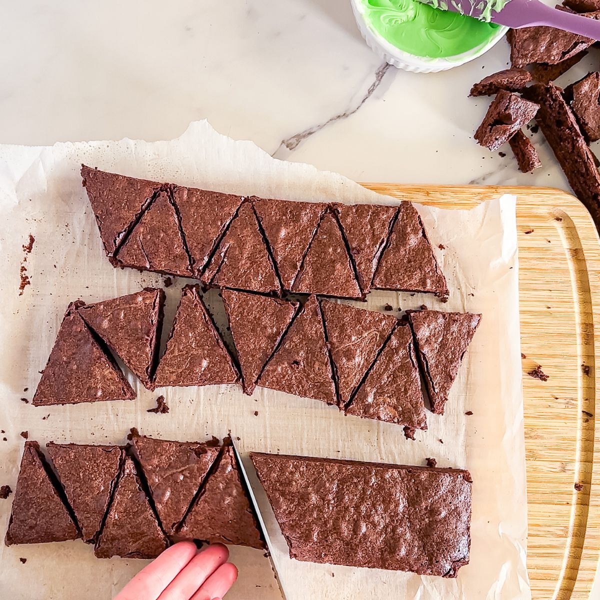 Cut the brownies into triangle
