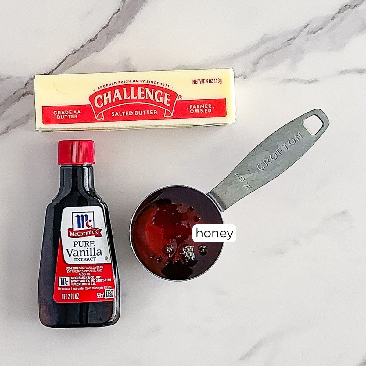 Ingredients for honey butter.