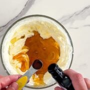 Adding the honey and vanilla.