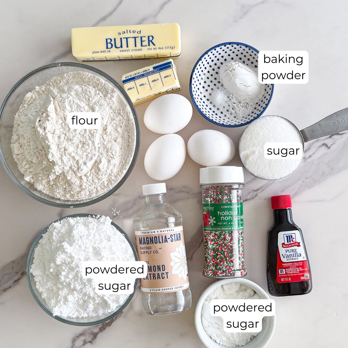 Ingredients for Italian Christmas cookies.