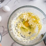 Creaming the butter and sugar.