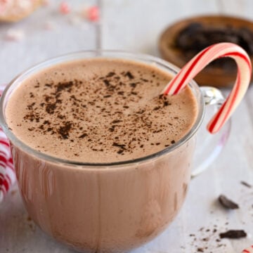 Cup of peppermint hot chocolate.