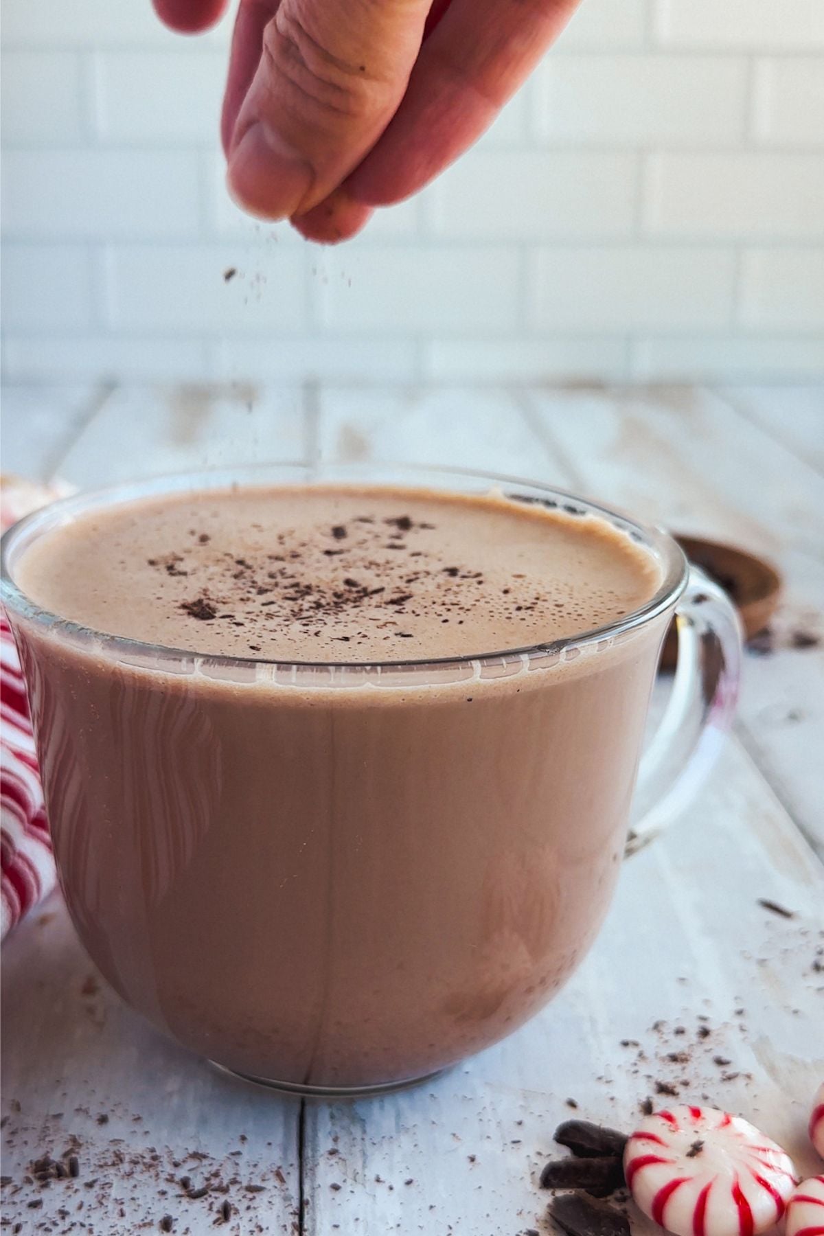Cup of peppermint hot chocolate.