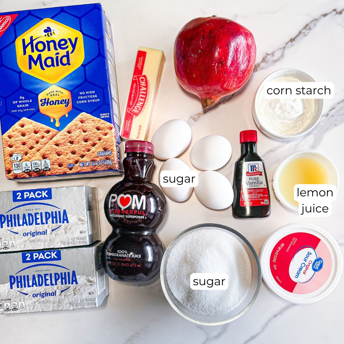 Ingredients for Christmas Cheesecake.