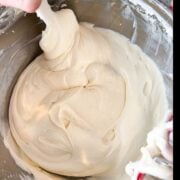 Mixing the cheesecake batter.