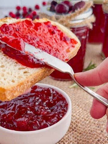 Christmas jam on fresh bread.
