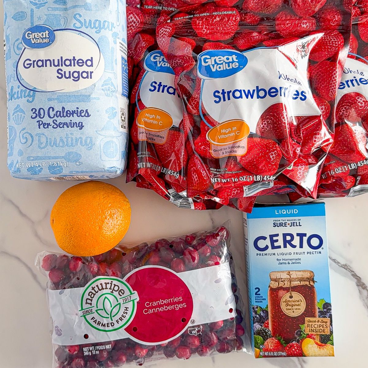 Christmas jam ingredients.