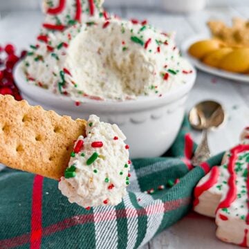 Little Debbie Christmas tree dip with a graham cracker.