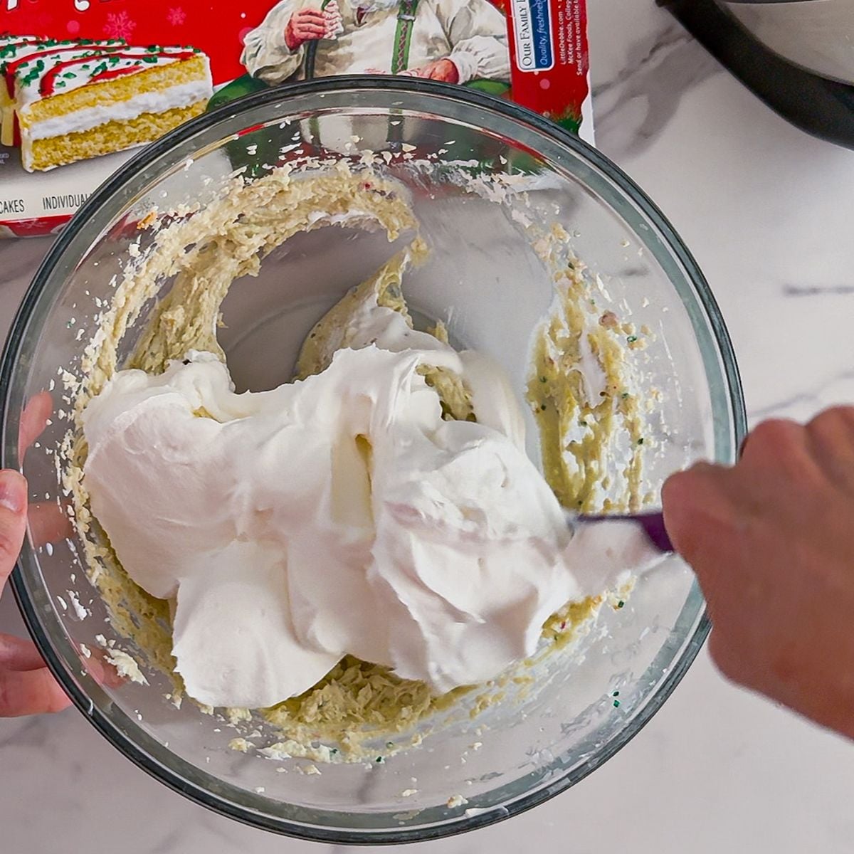 Folding in the cool whip.