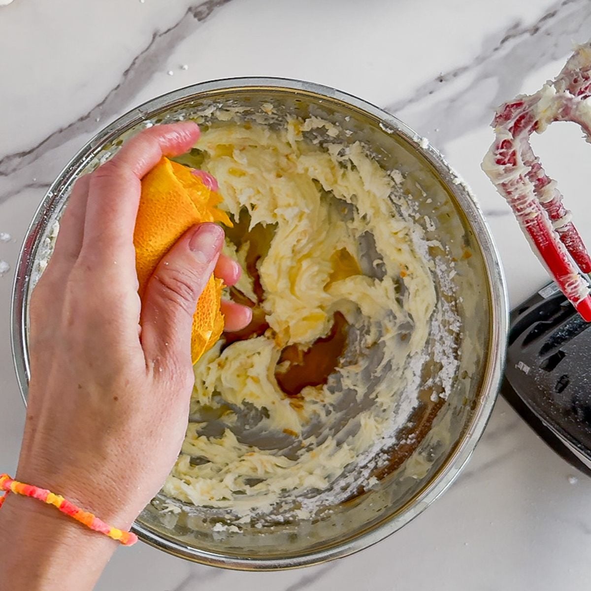 Squeezing in real orange juice.