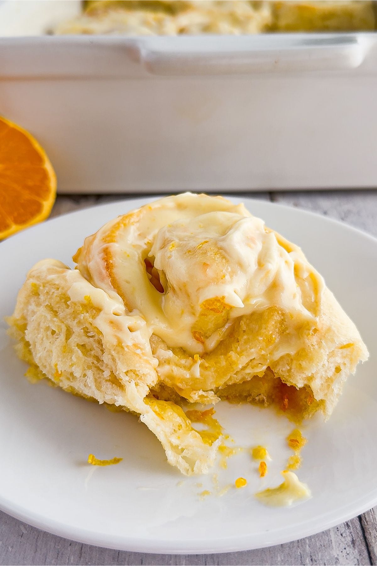 Orange roll on a plate.