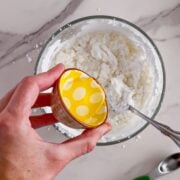 Mixing the ingredients together.