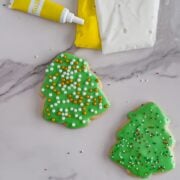Decorating sugar cookies with icing.