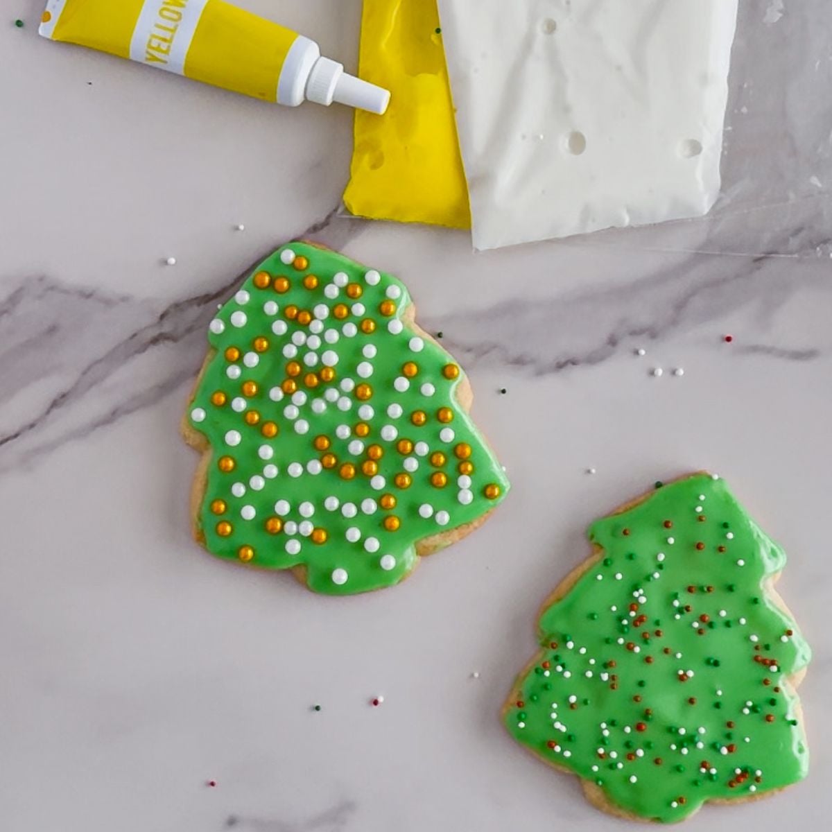 Decorating sugar cookies with icing.