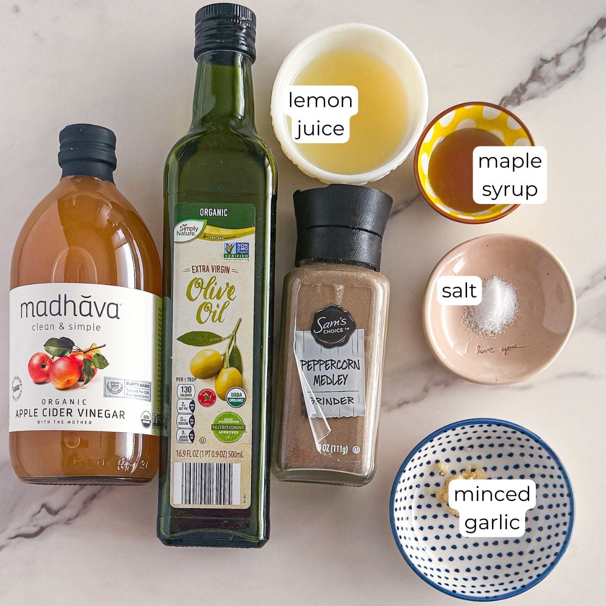 Ingredients for apple cider vinaigrette. 