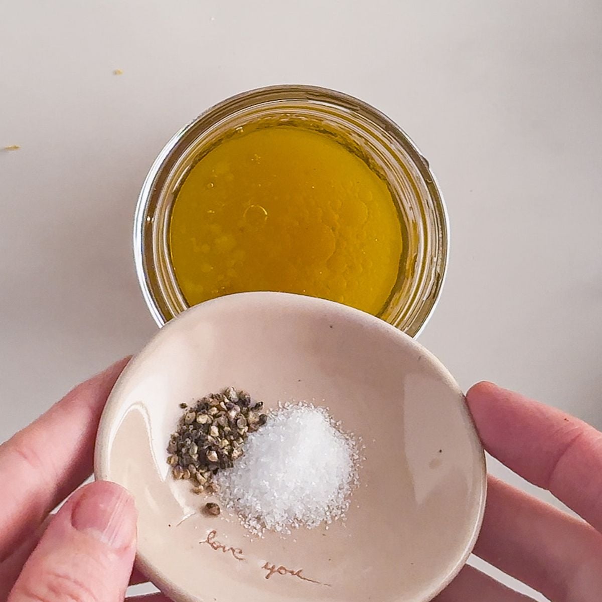 Adding all the ingredients together. 