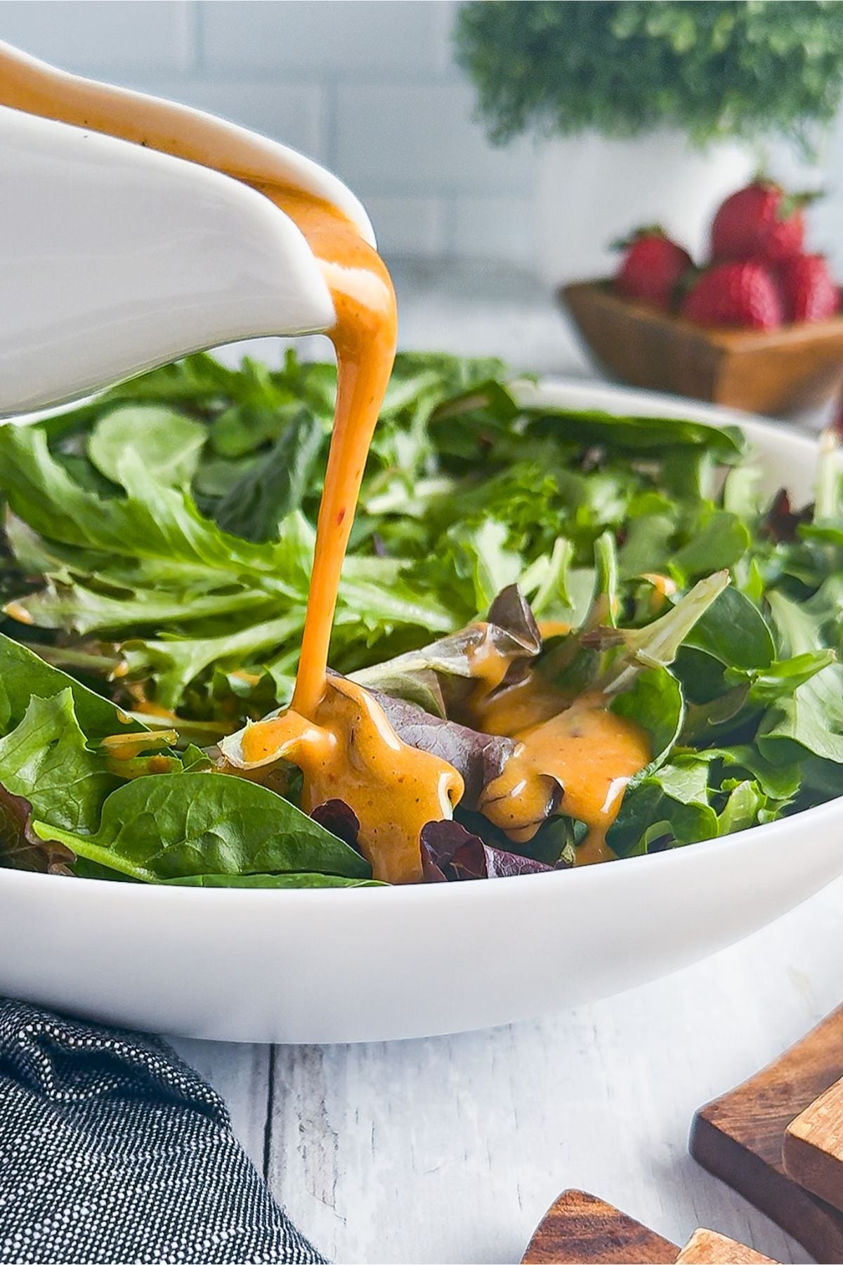 Chipotle honey vinaigrette on a salad.