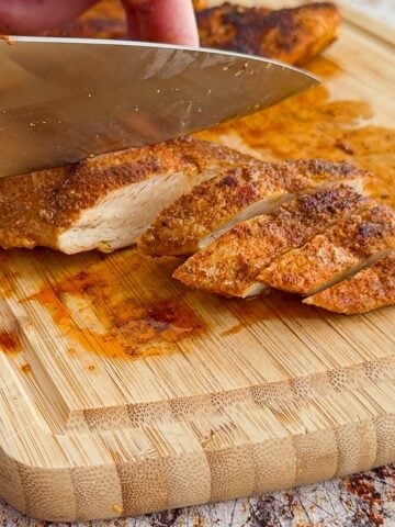 Southwest chicken sliced.