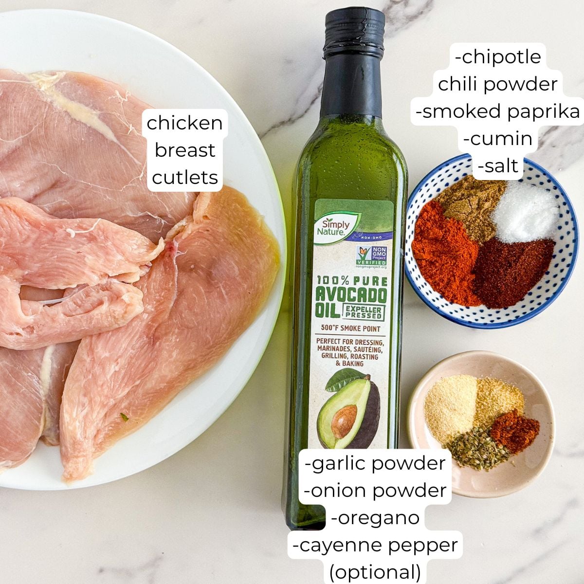 Ingredients for southwest chicken.