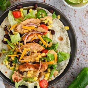 Prepared southwest chicken wrap.