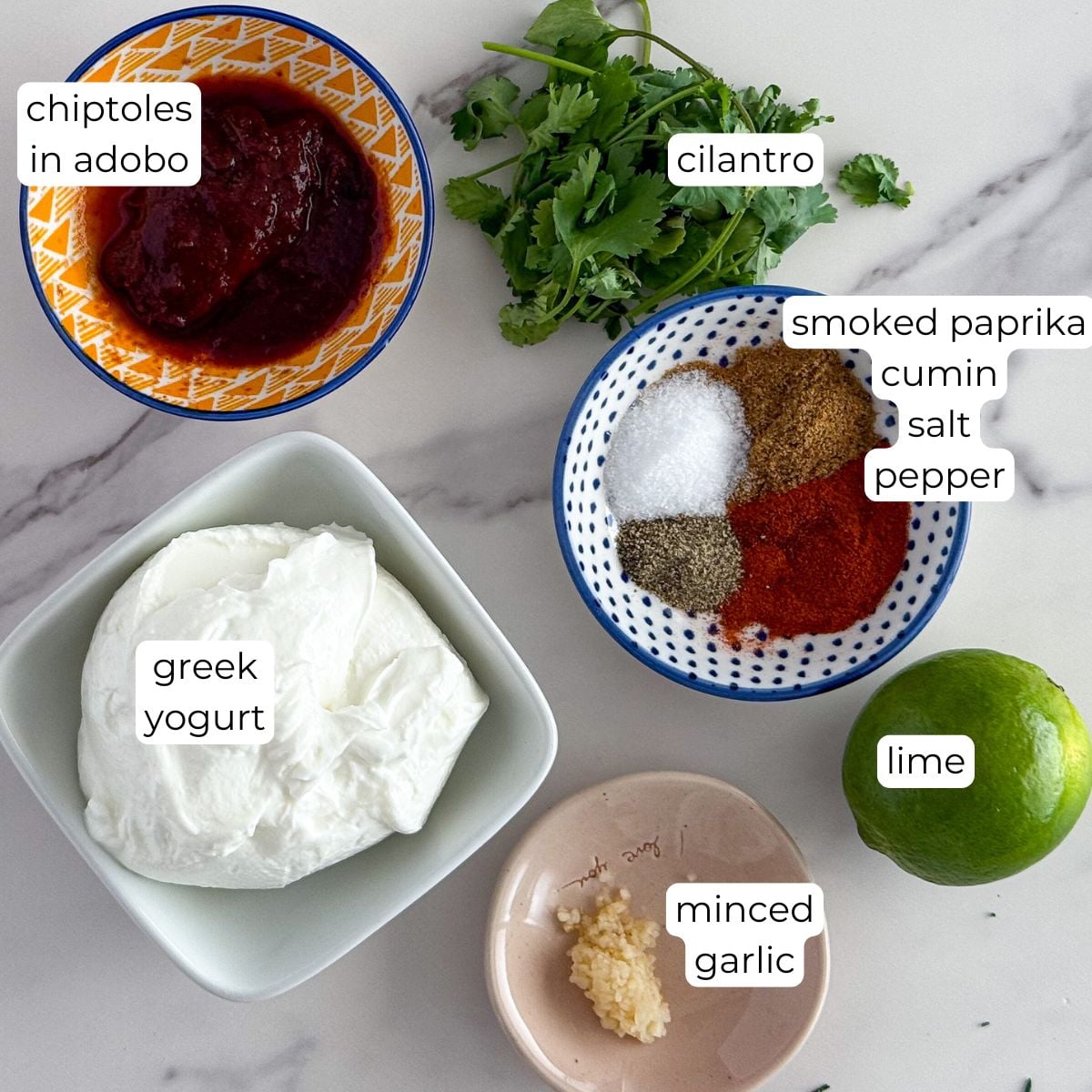 Ingredients for southwest dressing.