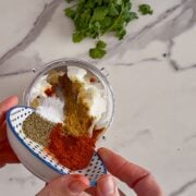 Making the dressing for southwest salad.