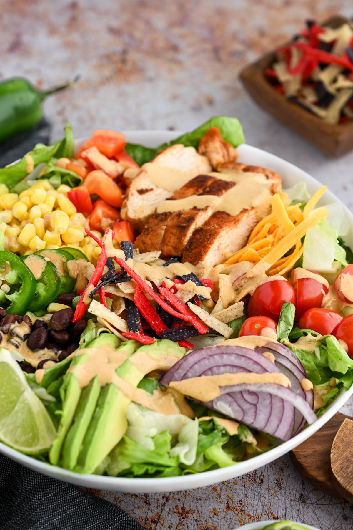 Assembled southwest salad in a bowl.