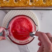 Mixing the jello.