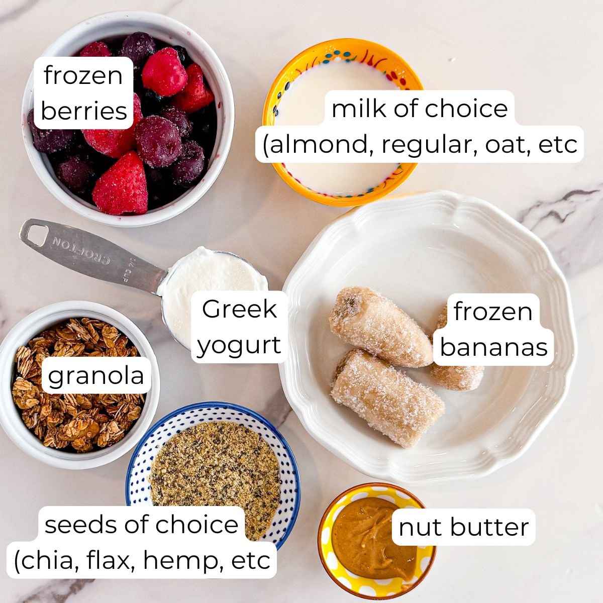 Ingredients for smoothie bowl.