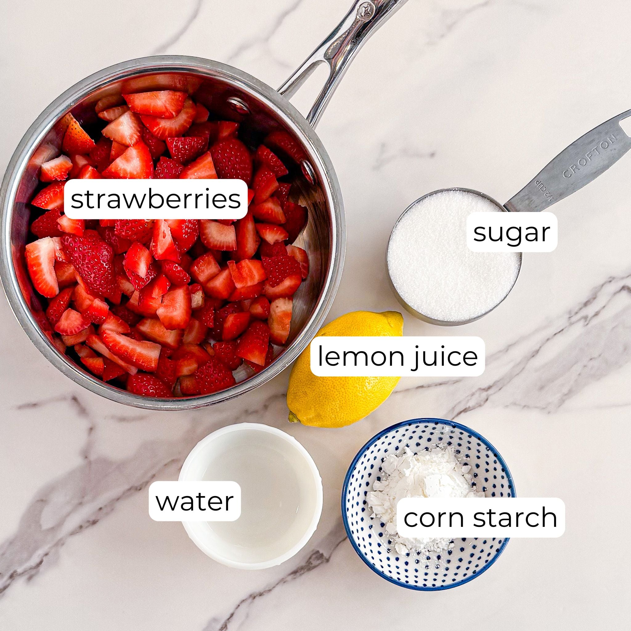 Ingredients for strawberry filling.