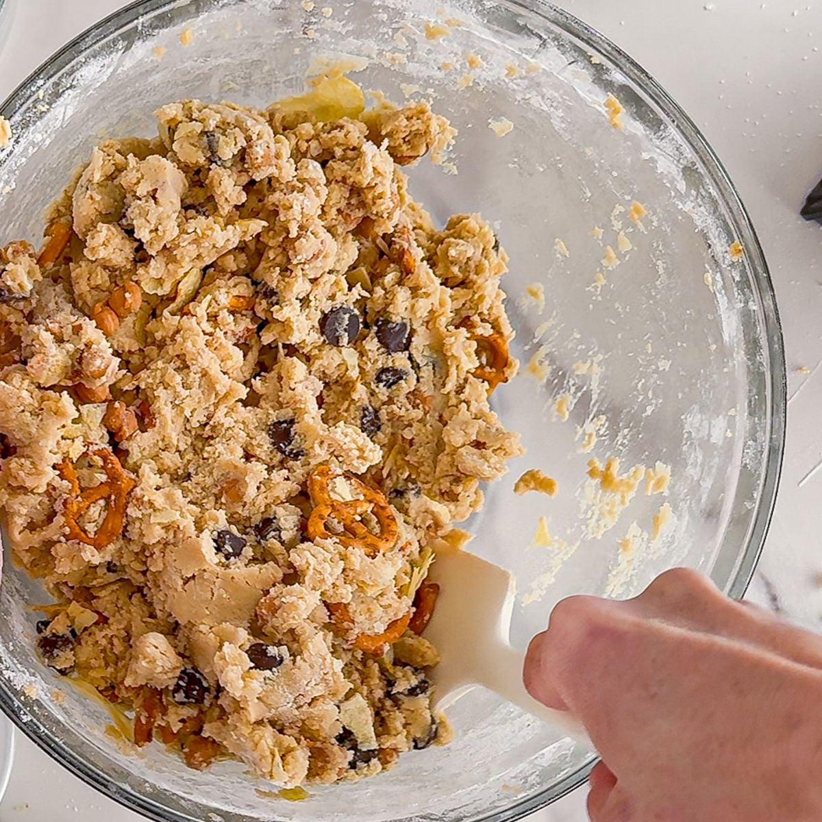 Mixing cookie dough for Kitchen Sink Cookies.