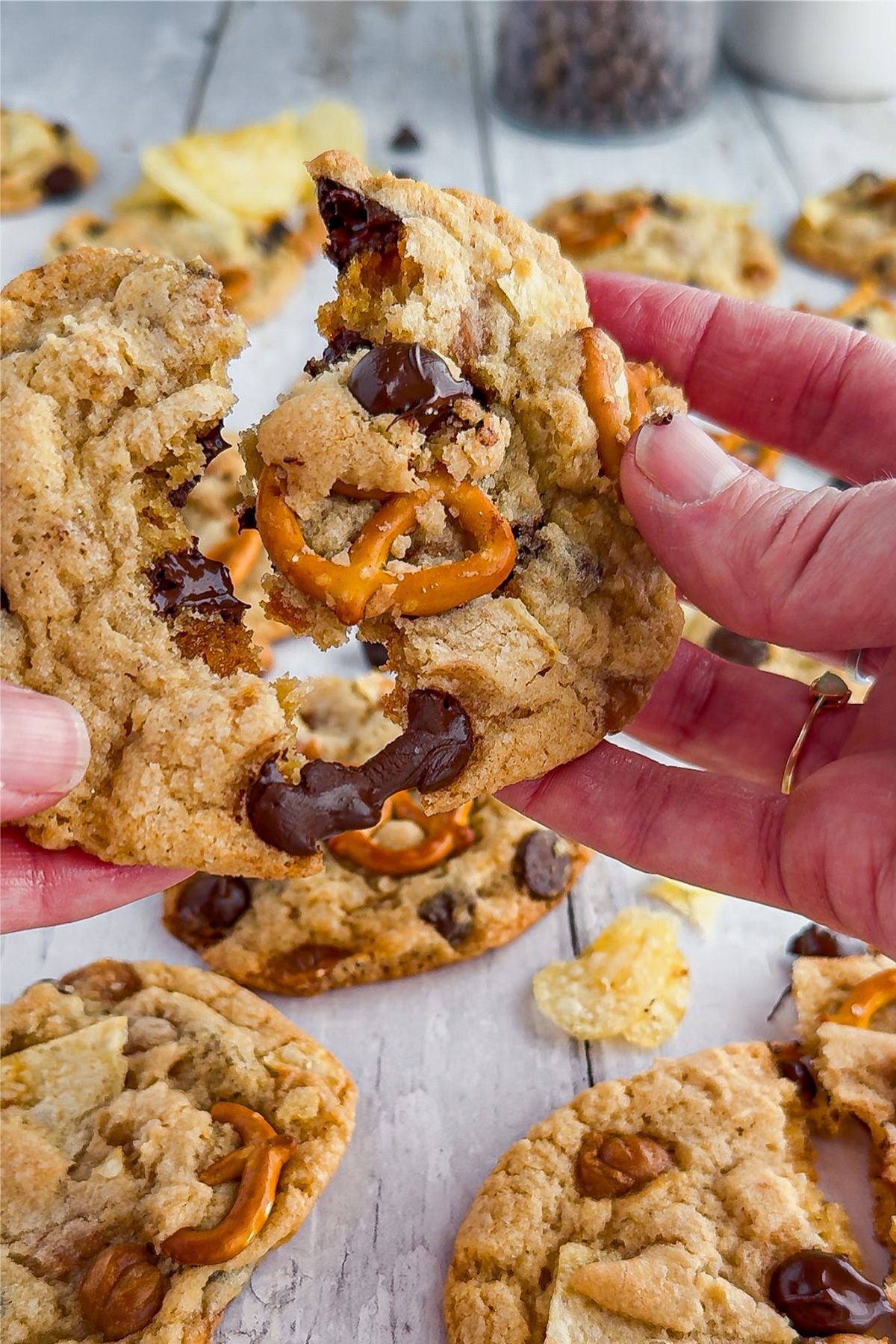 Breaking a Kitchen Sink Cookie.