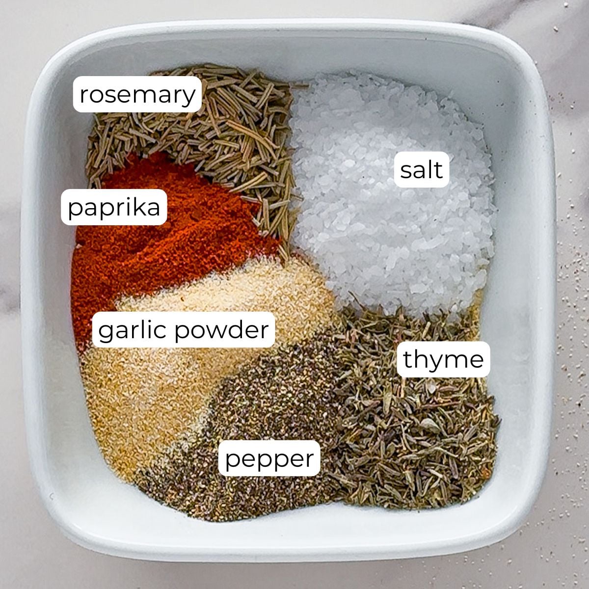 Ingredients for prime rib seasoning.